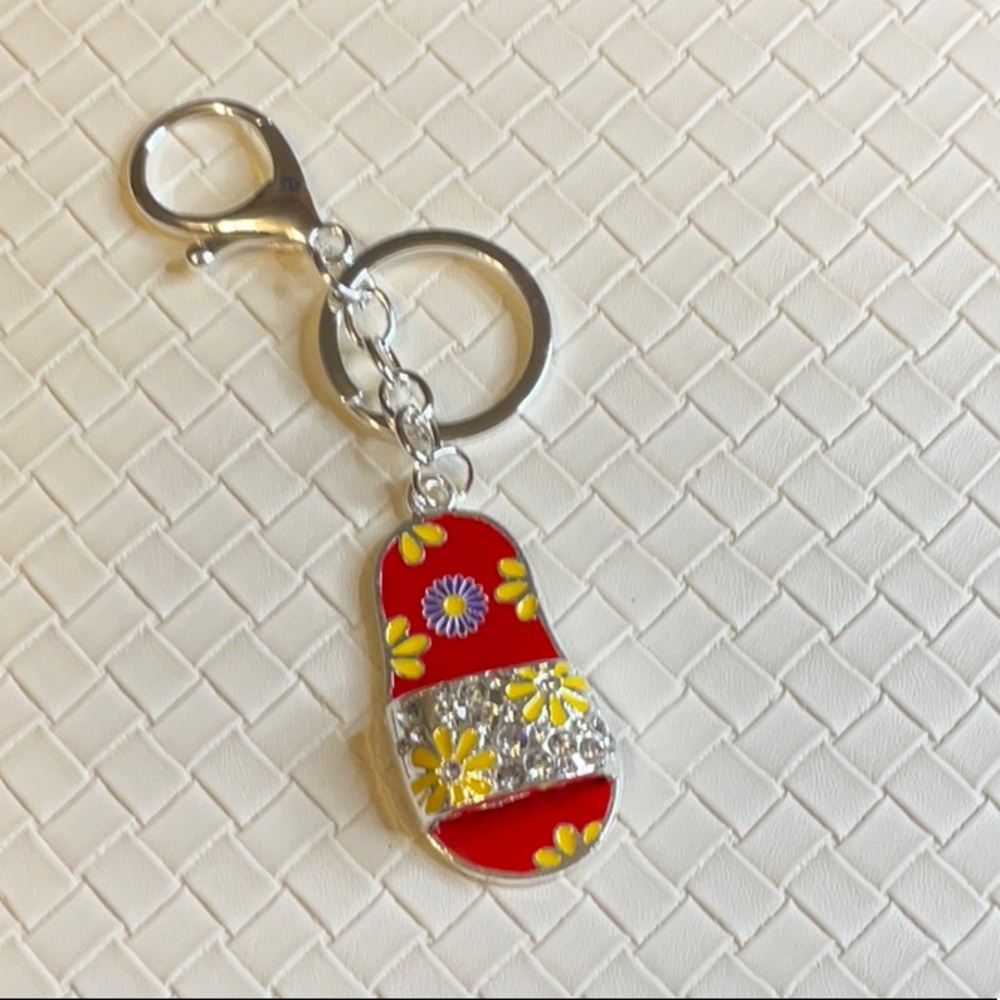 Pastels Red Floral Sandal Keychain